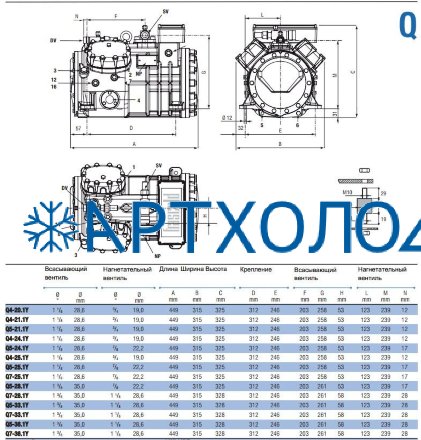 Компрессор Q5-28.1Y (R-404A, R-507, R-134a, R-407C LBP) Frascold Компрессор Q5-28.1Y (R-404A, R-507, R-134a, R-407C LBP) Frascold