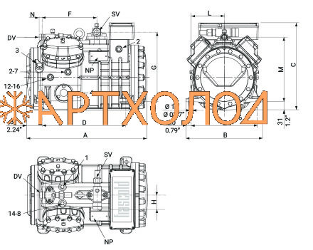 Компрессор Q5-28.1Y (R-404A, R-507, R-134a, R-407C LBP) Frascold Компрессор Q5-28.1Y (R-404A, R-507, R-134a, R-407C LBP) Frascold