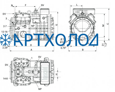 Компрессор Q7-28.1Y (R-404A, R-507, R-134a, R-407C MBP) Frascold